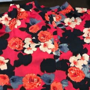 J.crew factory hot pink floral Henley blouse